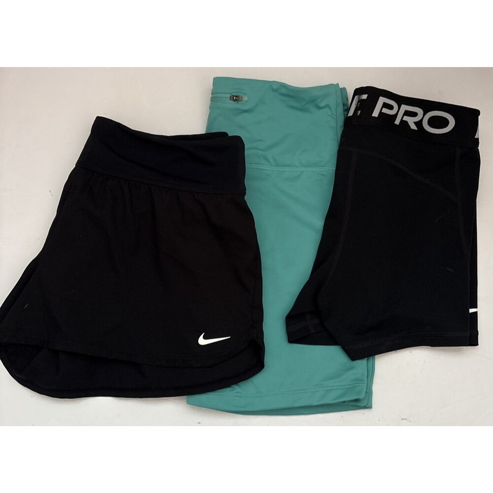 Women's Nike Shorts Lot of 3 Black Teal Bike Volleyball Running Gym Athleisure M